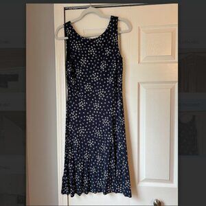 LOFT Navy and white floral dress with low back